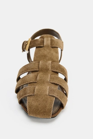 Сандалии из замши с ремешками- Заказать в России