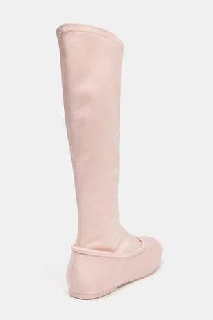 Атласные сапоги до колена- Заказать в России