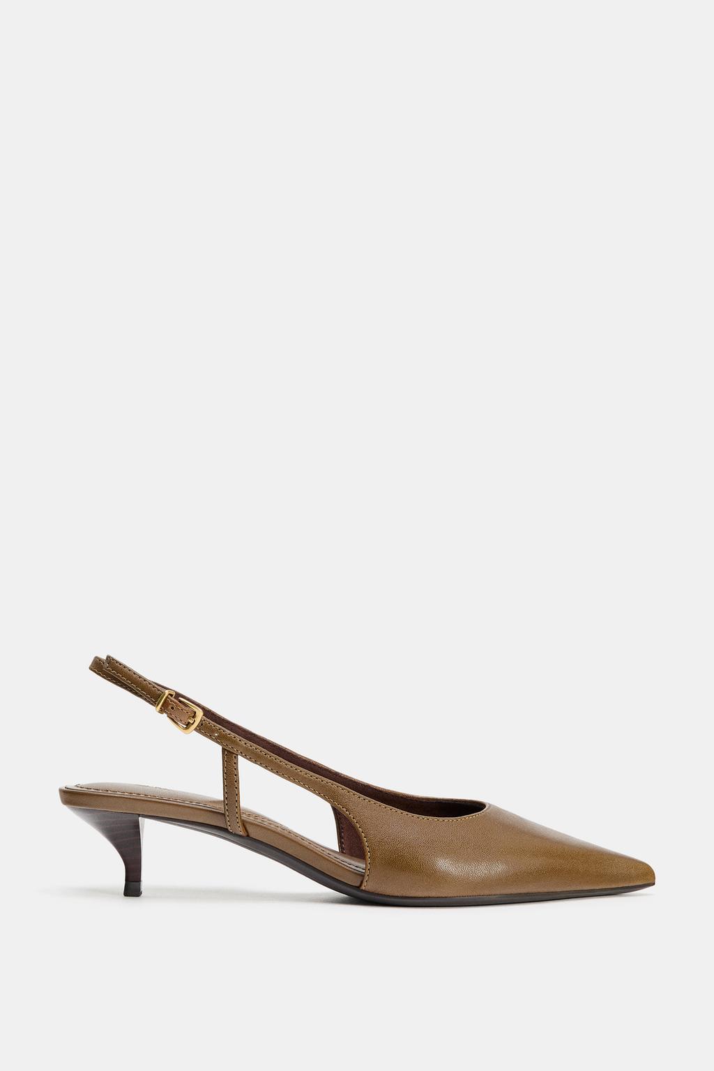 КОЖАНЫЕ ТУФЛИ НА СРЕДНЕМ ТОНКОМ КАБЛУКЕ