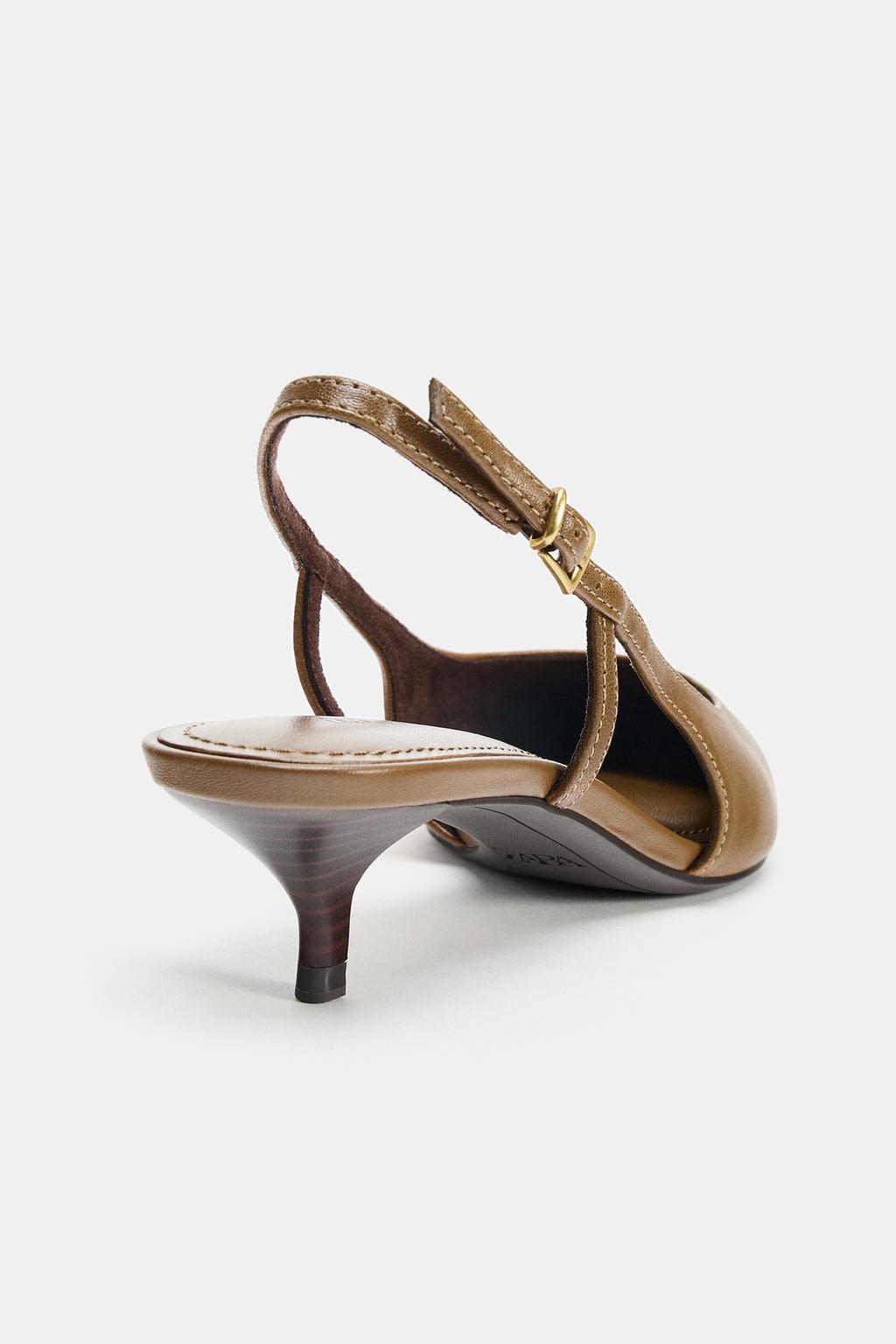 КОЖАНЫЕ ТУФЛИ НА СРЕДНЕМ ТОНКОМ КАБЛУКЕ