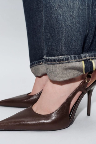 Кожаные туфли на каблуке- Заказать в России