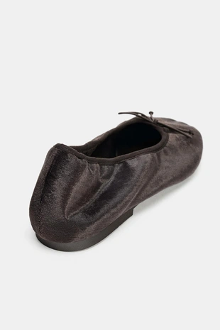 Балетки из бархата с бантом- Заказать в России