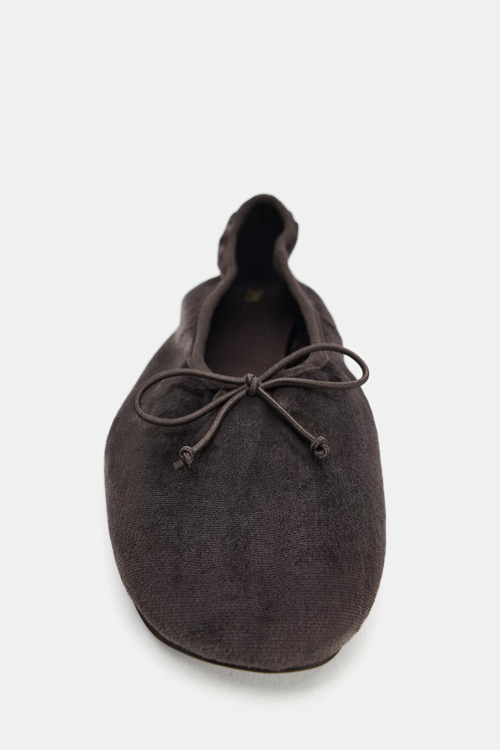 БАЛЕТКИ ИЗ БАРХАТА С БАНТОМ