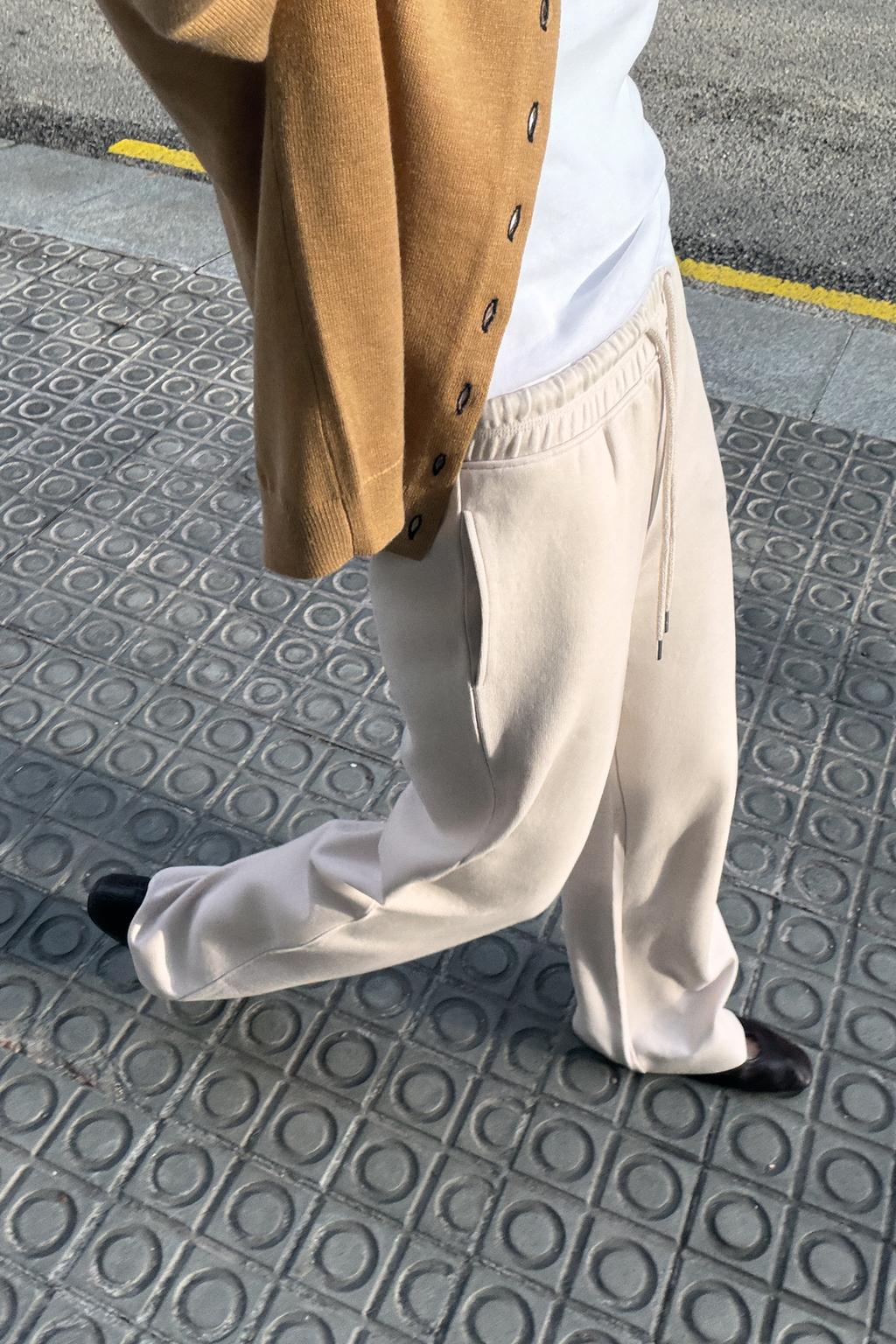 БРЮКИ ИЗ ТРИКОТАЖА ИНТЕРЛОК С ЭФФЕКТОМ ПОТЕРТОСТИ