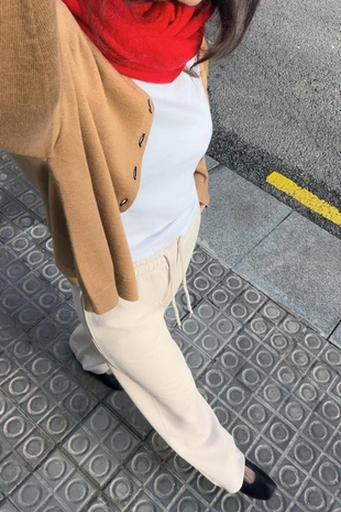 Брюки из трикотажа интерлок с эффектом потертости- Заказать в России