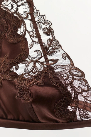 Атласный бралетт с треугольными чашками и кружевом- Заказать в России