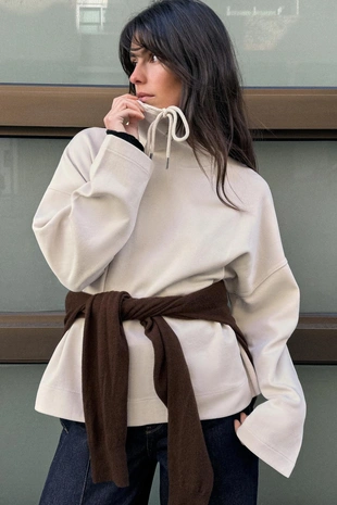 Толстовка из интерлока с эффектом потертости- Заказать в России