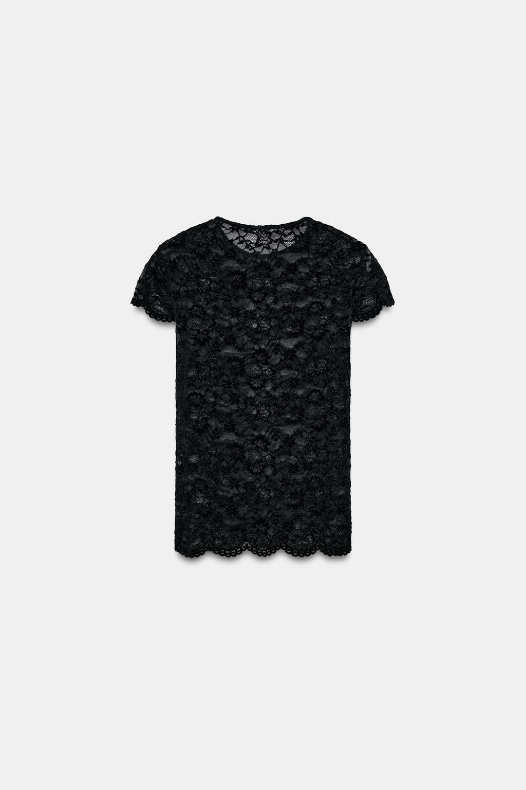 ФУТБОЛКА ИЗ КРУЖЕВА С КОРОТКИМИ РУКАВАМИ