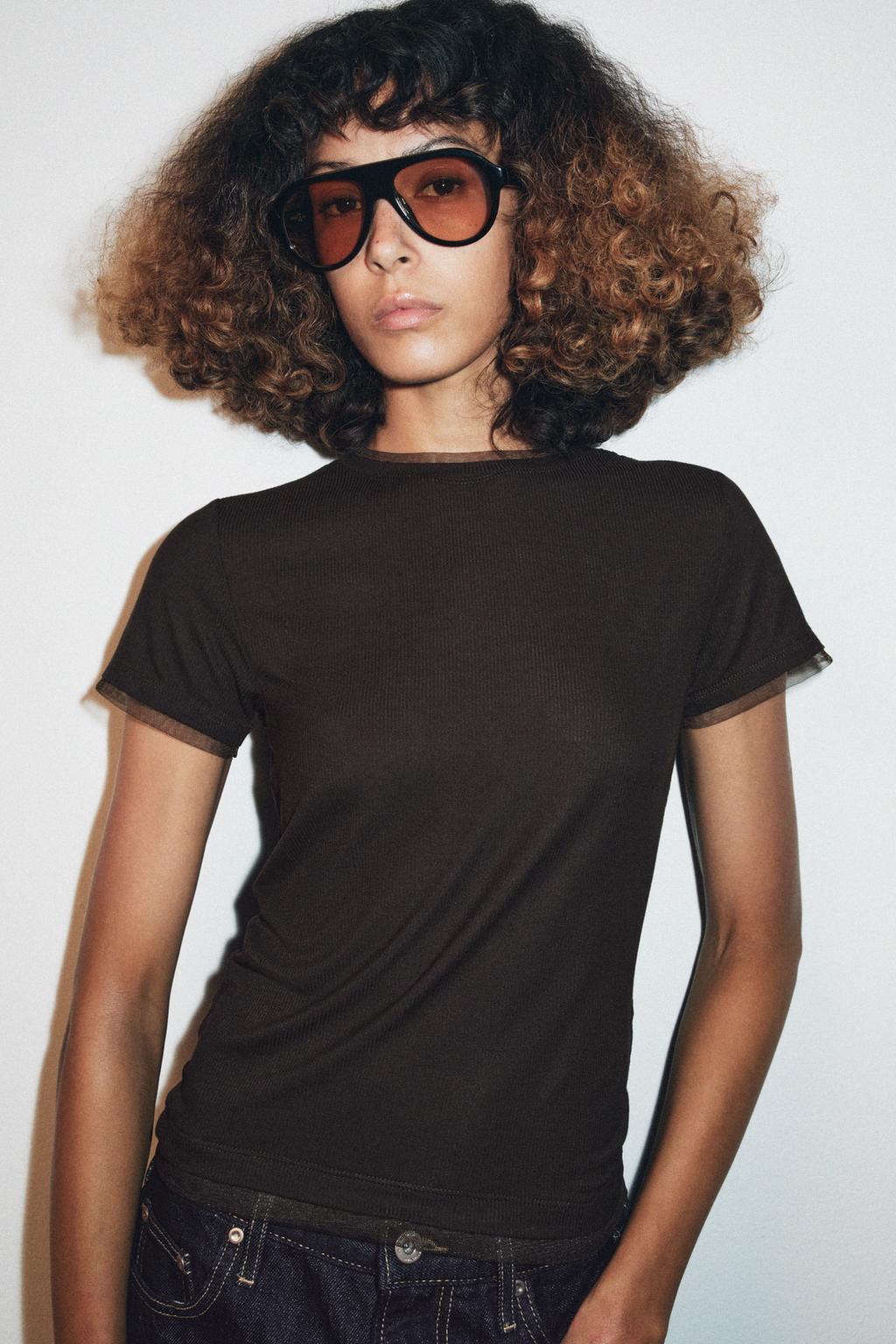 ФУТБОЛКА КОМБИНИРОВАННАЯ С ТЮЛЕМ