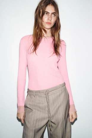 Брюки в елочку с плетеным поясом- Заказать в России