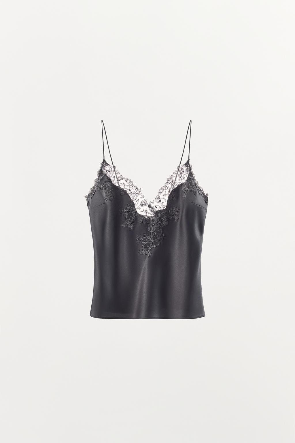 АТЛАСНЫЙ ТОП НА БРЕТЕЛЯХ С КРУЖЕВОМ