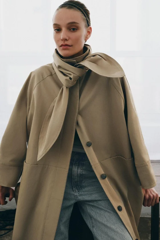 ТРЕНЧ ОВЕРСАЙЗ С ПЛАТКОМ коллекция Zara «ZW» 
