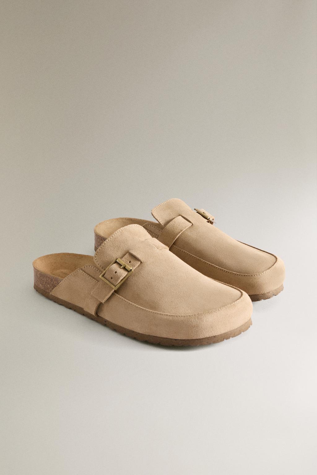 Клоги из кожи с пряжками