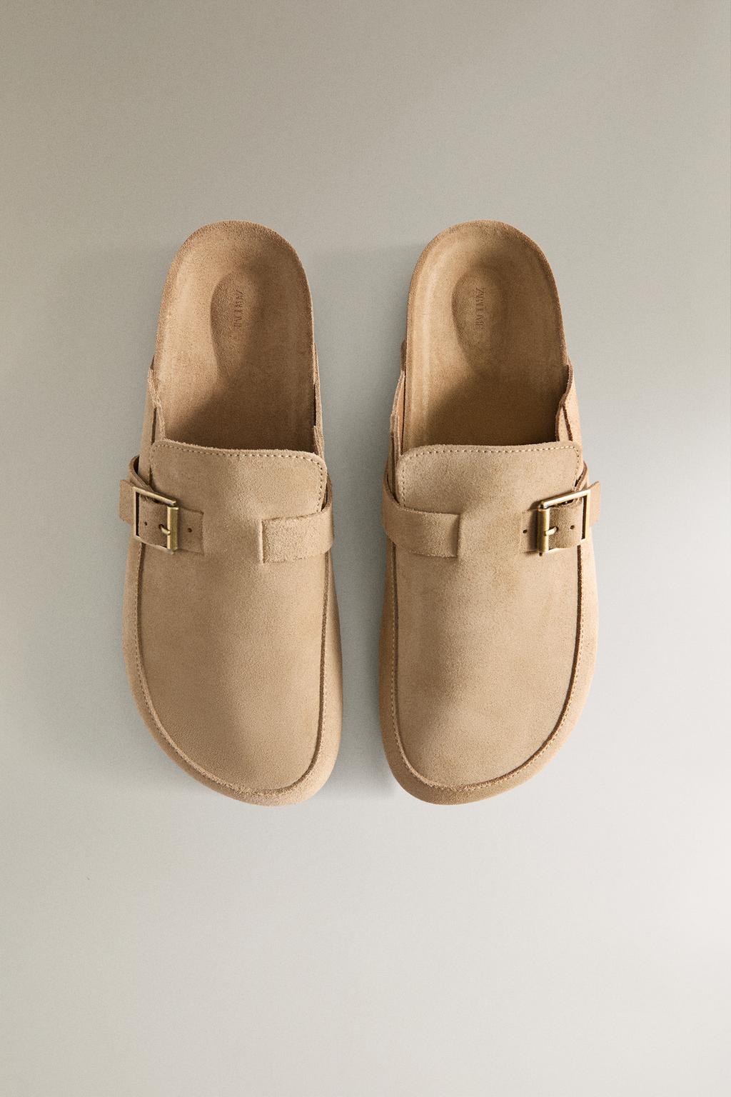 Клоги из кожи с пряжками