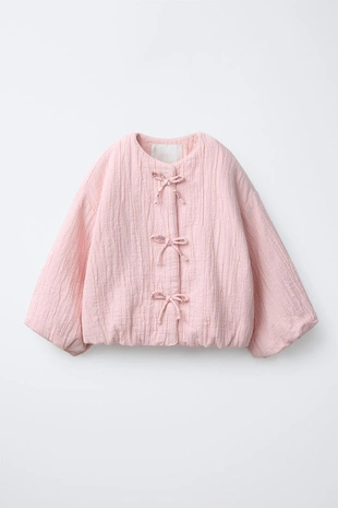 Куртка с текстурой и бантами- Заказать в России