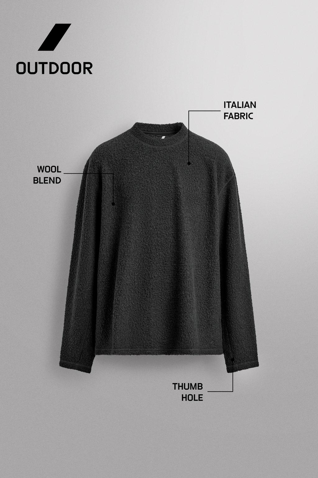 ТОЛСТОВКА ИЗ ФАКТУРНОЙ ТКАНИ С ШЕРСТЬЮ