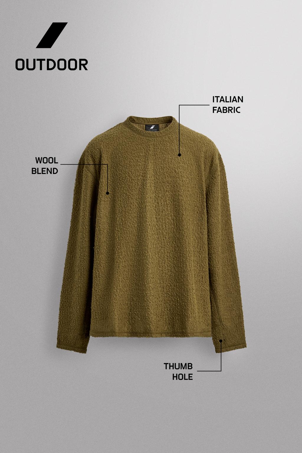 ТОЛСТОВКА ИЗ ФАКТУРНОЙ ТКАНИ С ШЕРСТЬЮ