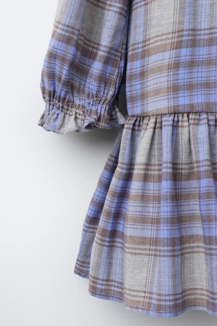 Платье в клетку с защипами- Заказать в России