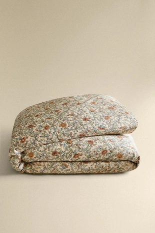 Покрывало из хлопкового сатина с цветочным принтом (300 нитей)- Заказать в России