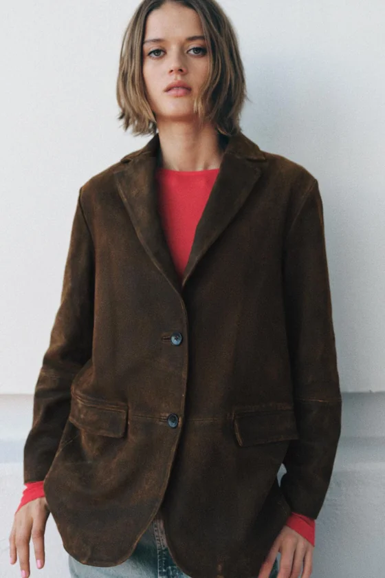 Эксклюзивный жакет из замши Zara «ZW» 