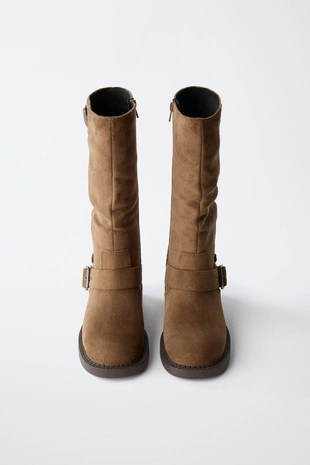 Высокие сапоги с пряжками- Заказать в России