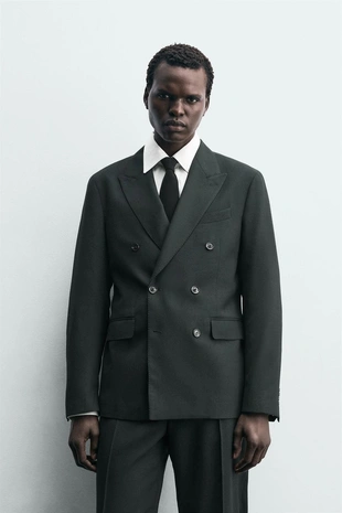 Двубортный костюмный блейзер из шерсти- Заказать в России