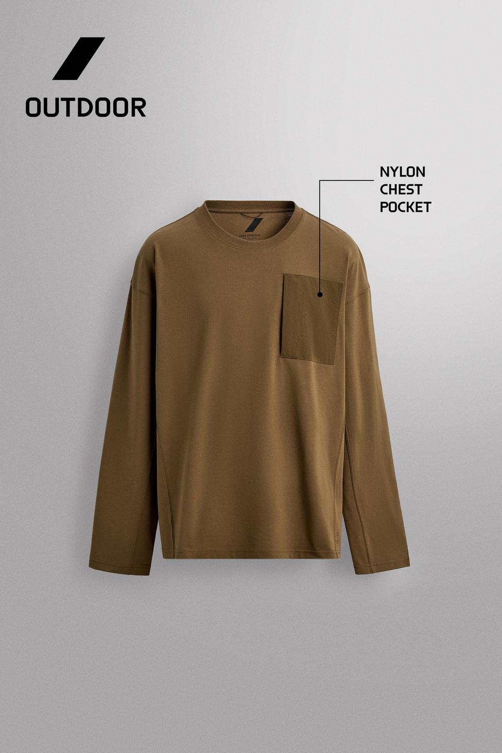 ФУТБОЛКА С ДЛИННЫМИ РУКАВАМИ И КАРМАНОМ