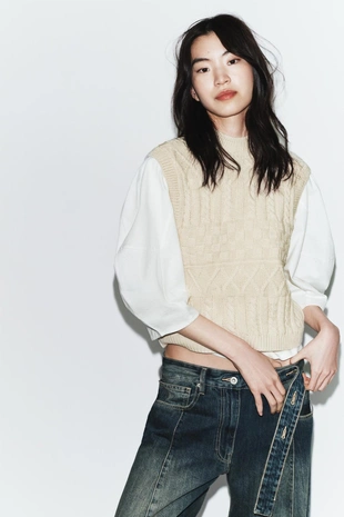 Комбинированная футболка с жилетом- Заказать в России