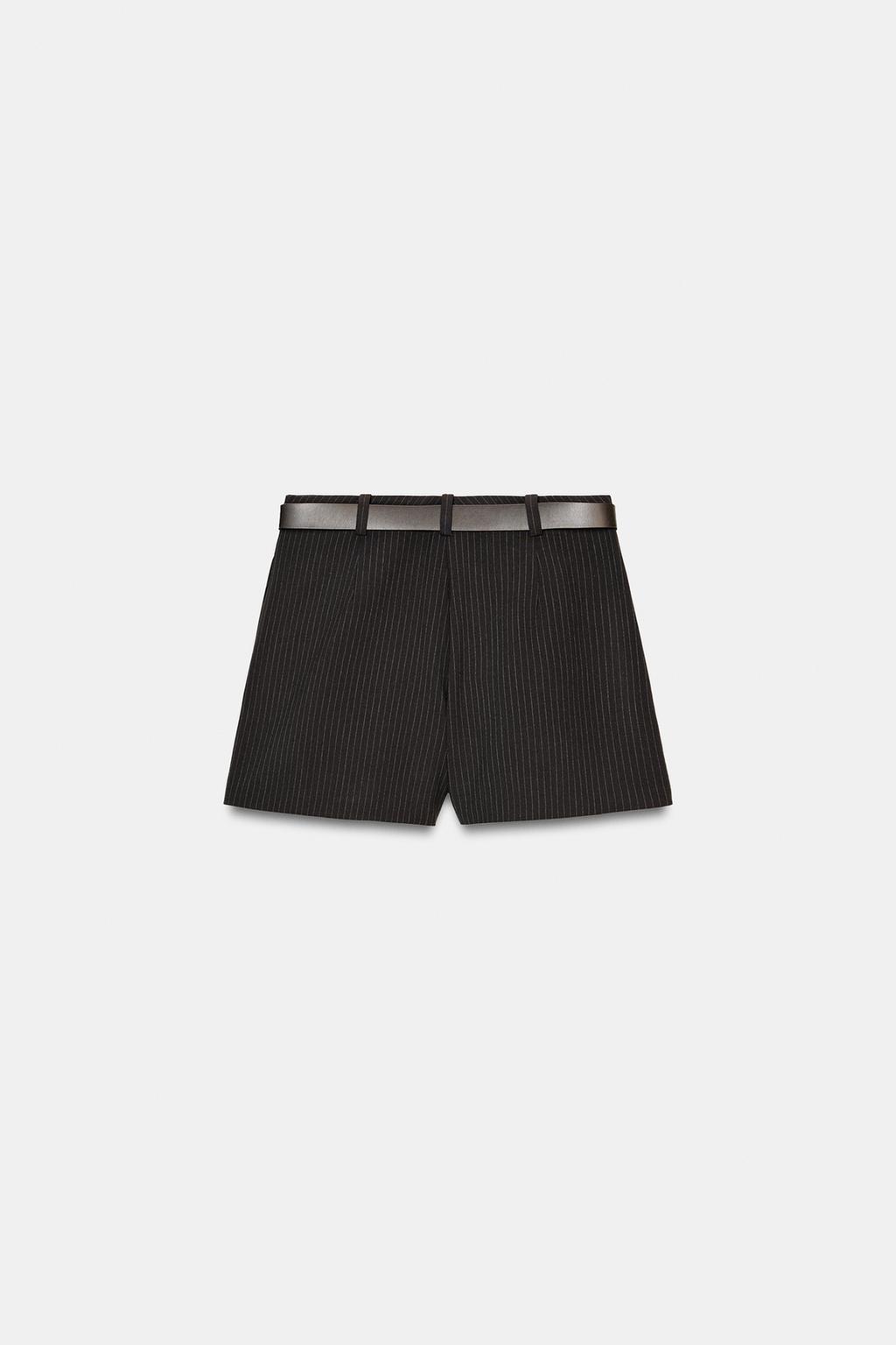 ЮБКА-ШОРТЫ С РЕМНЕМ В ТОНКУЮ ПОЛОСКУ