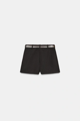 Юбка-шорты с ремнем в тонкую полоску- Заказать в России