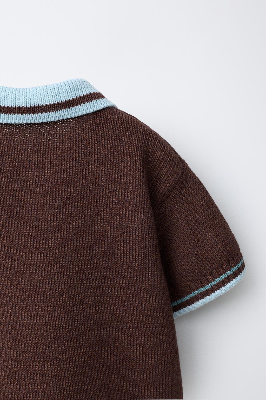 ТРИКОТАЖНОЕ ПОЛО С КОНТРАСТНЫМ ВОРОТНИКОМ