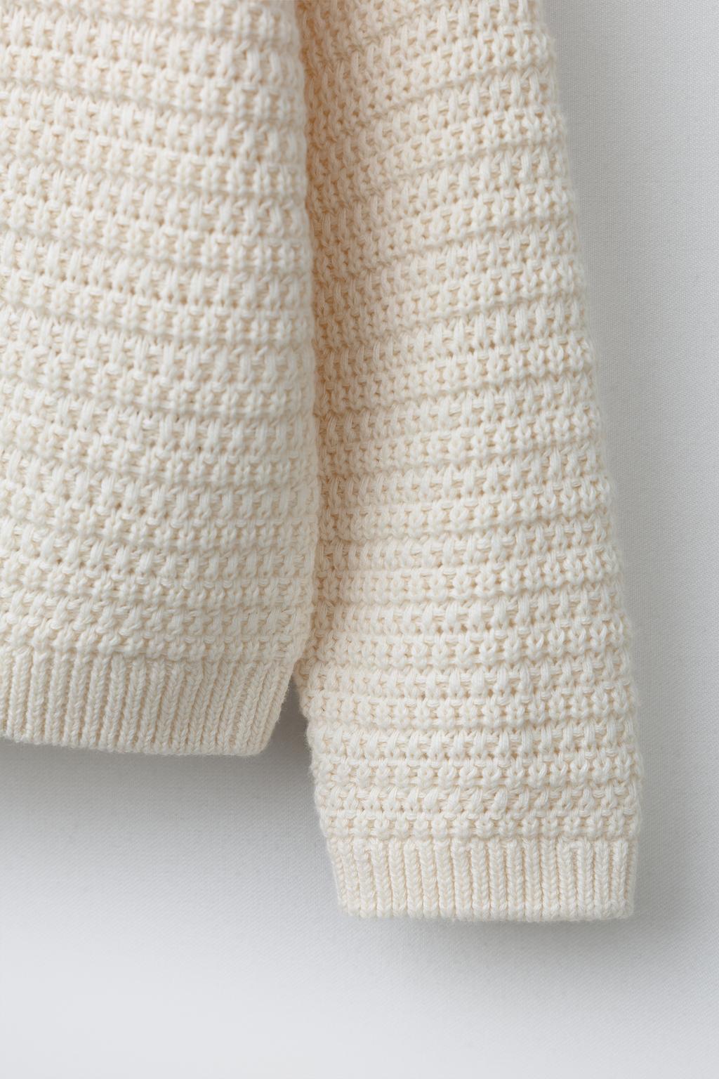 ТРИКОТАЖНЫЙ СВИТЕР ПОЛО С РЕЛЬЕФНЫМ УЗОРОМ