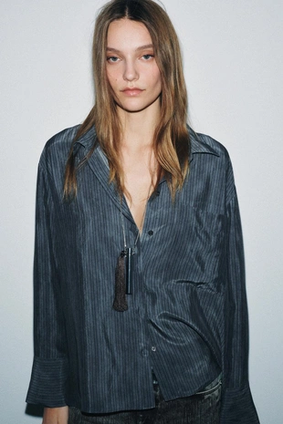 Свободная рубашка оверсайз в полоску — коллекция ZW- Заказать в России