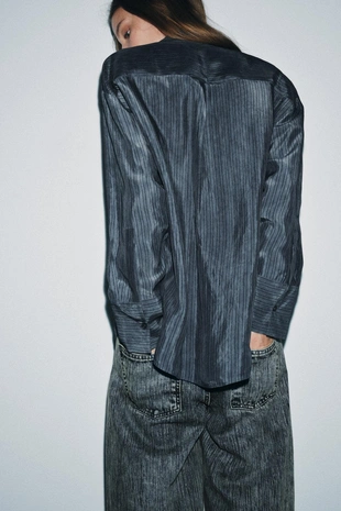 Свободная рубашка оверсайз в полоску — коллекция ZW- Заказать в России