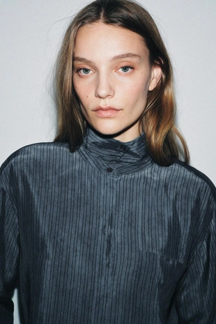 Свободная рубашка оверсайз в полоску — коллекция ZW- Заказать в России