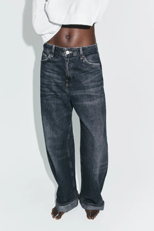 Джинсы TRF BAGGY FOLDED со средней посадкой- Заказать в России