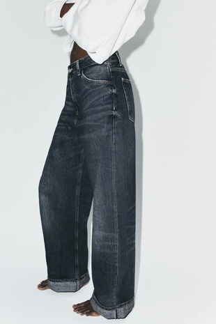 Джинсы TRF BAGGY FOLDED со средней посадкой- Заказать в России