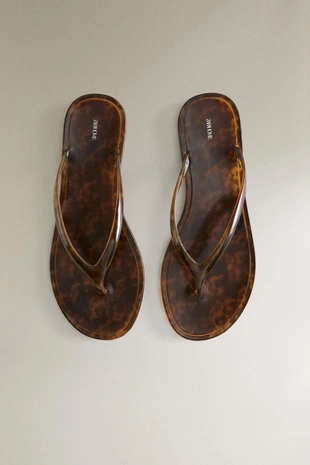 Сандалии на плоской подошве с эффектом черепаховой раковины- Заказать в России