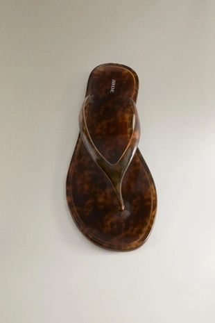 Сандалии на плоской подошве с эффектом черепаховой раковины- Заказать в России