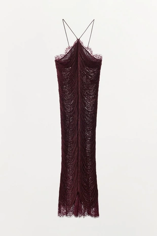 Кружевное платье халтер с бахромой- Заказать в России