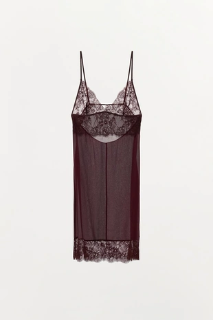 Комбинированное мини-платье с кружевом- Заказать в России