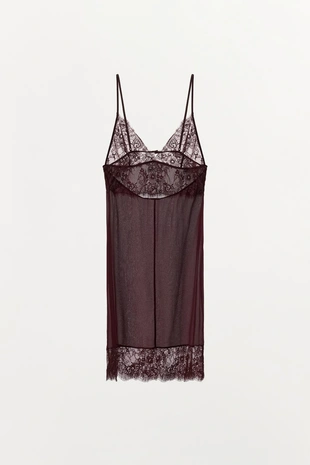 Комбинированное мини-платье с кружевом- Заказать в России