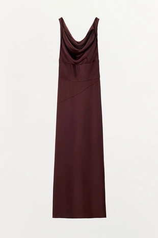 Атласное платье со сборками- Заказать в России