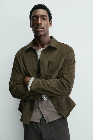 Куртка-рубашка из искусственной замши- Заказать в России