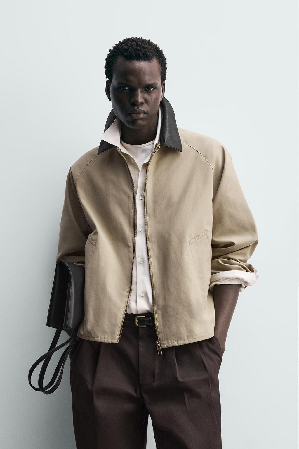 КУРТКА-РУБАШКА С КОНТРАСТНЫМ ВОРОТНИКОМ