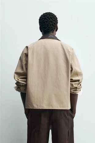 Куртка-рубашка с контрастным воротником- Заказать в России