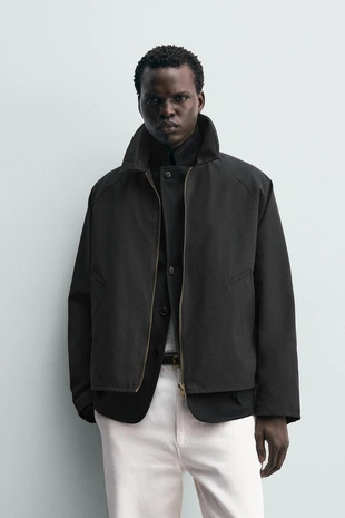 Куртка-рубашка с контрастным воротником