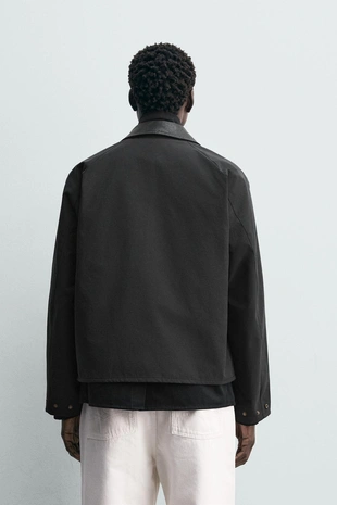 Куртка-рубашка с контрастным воротником