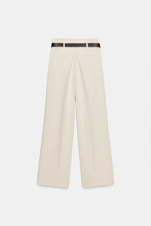 Прямые брюки с защипами и ремнем- Заказать в России