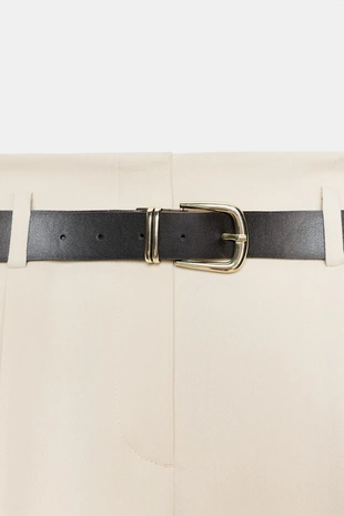 Прямые брюки с защипами и ремнем- Заказать в России